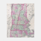  kaart van de staten van New England (1864) Fleece Deken (Voorkant)