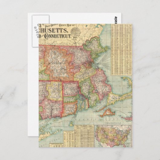 kaart van de staten van New England (1900) (Voorkant / Achterkant)