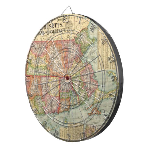  kaart van de staten van New England (1900) Dartbord (Voorkant Rechts)