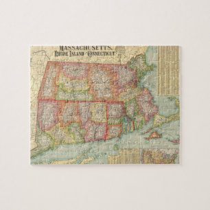  kaart van de staten van New England (1900) Legpuzzel