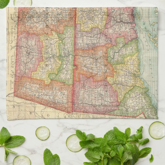  kaart van de staten van New England (1900) Theedoek (Gevouwen)