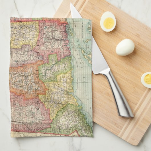  kaart van de staten van New England (1900) Theedoek (Quarter Fold)