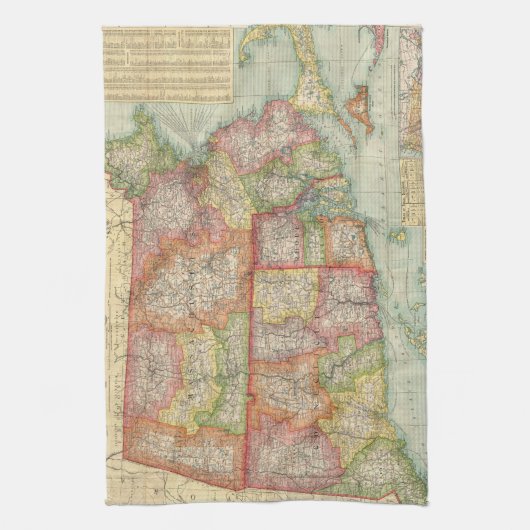  kaart van de staten van New England (1900) Theedoek (Verticaal)