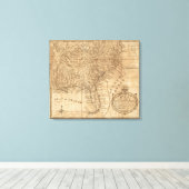 Kaart van de staten Virginia en North Carolina Canvas Afdruk (Insitu (Houten vloer))