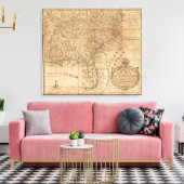 Kaart van de staten Virginia en North Carolina Canvas Afdruk (Insitu (Woonkamer))