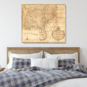 Kaart van de staten Virginia en North Carolina Canvas Afdruk (Insitu (Slaapkamer))