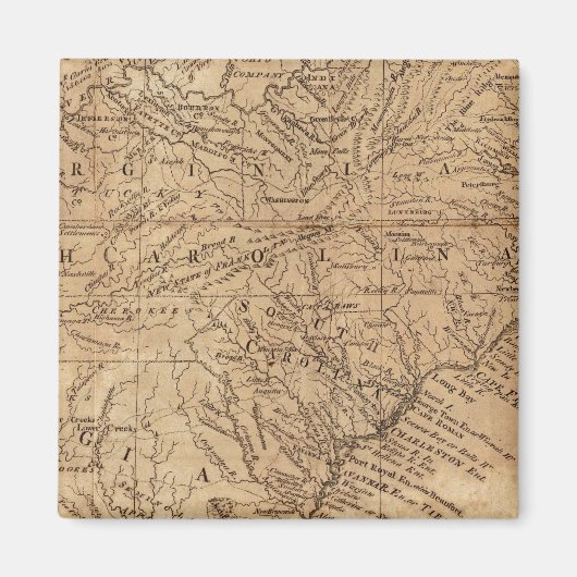 Kaart van de staten Virginia en North Carolina Magneet (Voorkant)