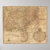 Kaart van de staten Virginia en North Carolina Poster (Voorkant)