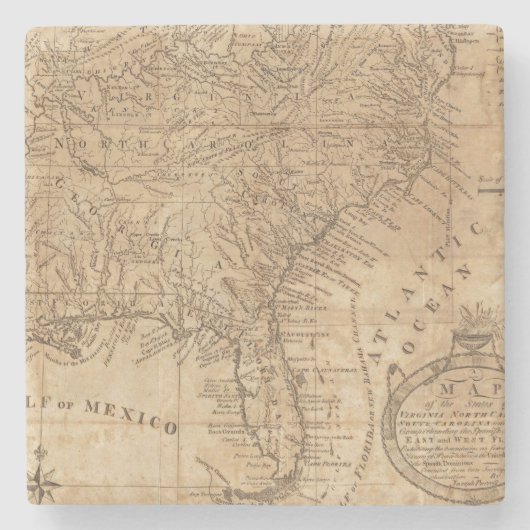 Kaart van de staten Virginia en North Carolina Stenen Onderzetter (Voorkant)