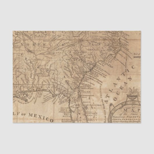 Kaart van de staten Virginia en North Carolina Tissuepapier (Voorkant)