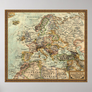 Kaart van de stereotypen - Europa Poster