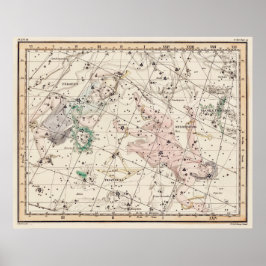 Kaart van de sterrenbeelden Perseus en Andromeda u Poster