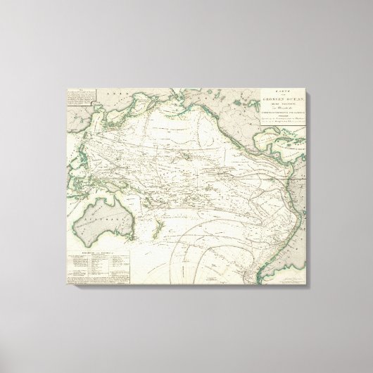 Kaart van de Stille Oceaan Canvas Afdruk (Voorkant)