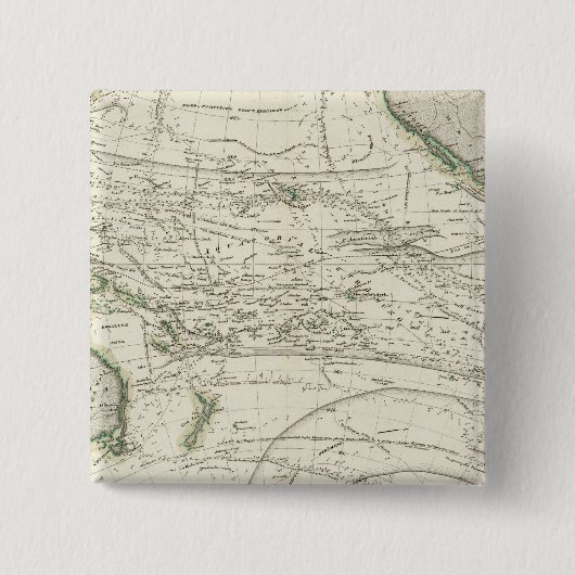 Kaart van de Stille Oceaan Vierkante Button 5,1 Cm (Voorkant)