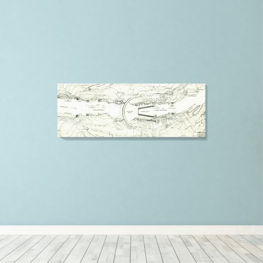  kaart van de stuwdam van Hoover (1930) Canvas Afdruk (Insitu (Houten vloer))