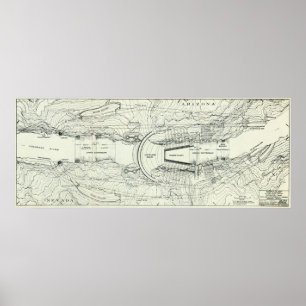 kaart van de stuwdam van Hoover (1930) Poster