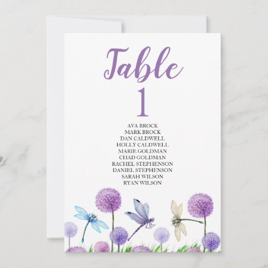 Kaart van de tabel van het stoelplan (Voorkant)