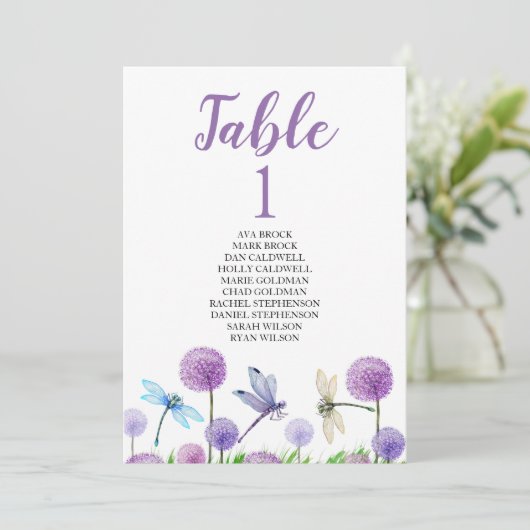 Kaart van de tabel van het stoelplan (Staand voorkant)