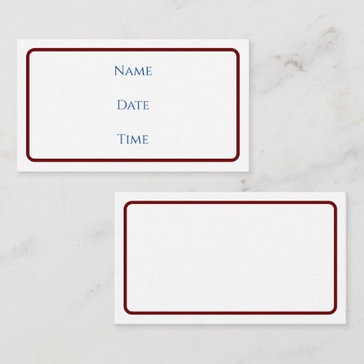 kaart van de testruimte (Voorkant / Achterkant)