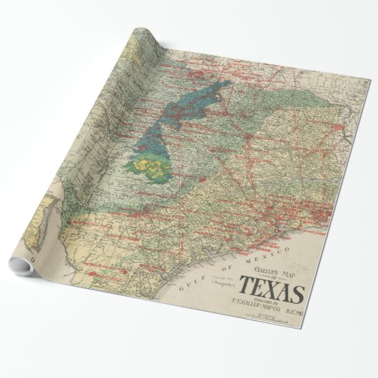 kaart van de Texas Oil and Gas Fields (1920) Cadeaupapier (Uitgerold)