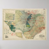  kaart van de Texas Oil and Gas Fields (1920) Poster (Voorkant)