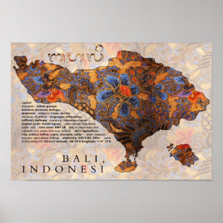 Kaart van de traditionele Bali-batik Poster
