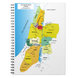 Kaart van de twaalf stammen van Israël van 1200 t Notitieboek