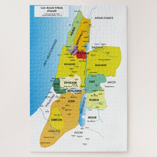 Kaart van de twaalf stammen van Israël van 1200 to Legpuzzel (Verticaal)