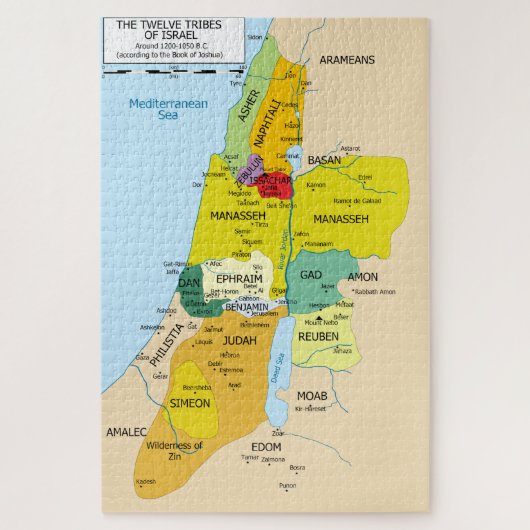 Kaart van de twaalf stammen van Israël van 1200 to Legpuzzel (Verticaal)