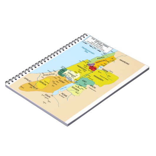 Kaart van de twaalf stammen van Israël van 1200 to Notitieboek (Linkerzijde)