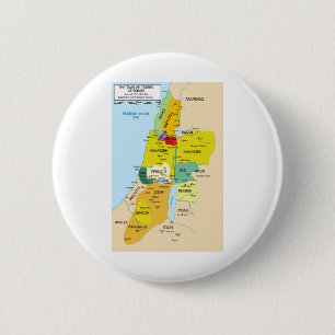 Kaart van de twaalf stammen van Israël van 1200 to Ronde Button 5,7 Cm