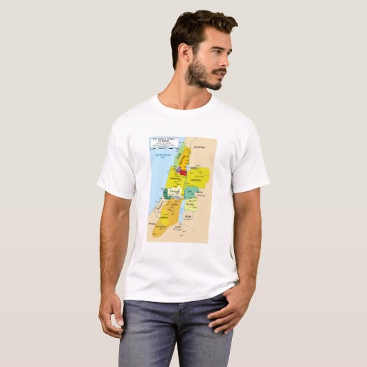 Kaart van de twaalf stammen van Israël van 1200 to T-shirt (Voorkant volledig)