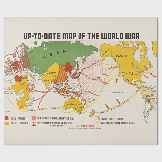 kaart van de Tweede Wereldoorlog Cadeaupapier (Vlak)