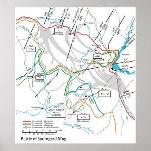 Kaart van de Tweede Wereldoorlog: Stalingrad Poster