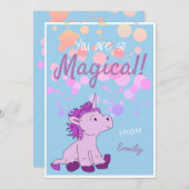 Kaart van de Valentijn van de Magical PInk Unicorn (Voorkant / Achterkant)