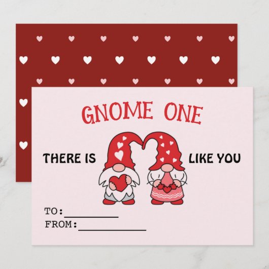Kaart van de valentijnse Gnome Cute Red Hearts Lov (Voorkant / Achterkant)