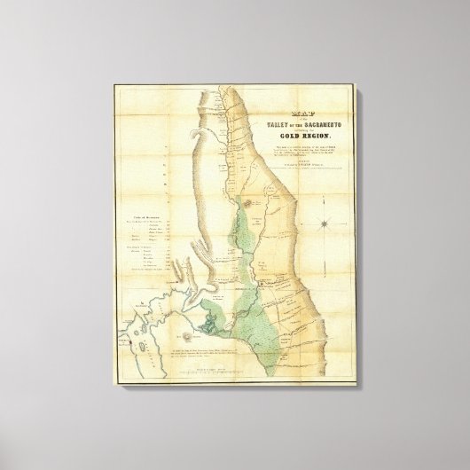 Kaart van de vallei van de Sacramento Canvas Afdruk (Voorkant)