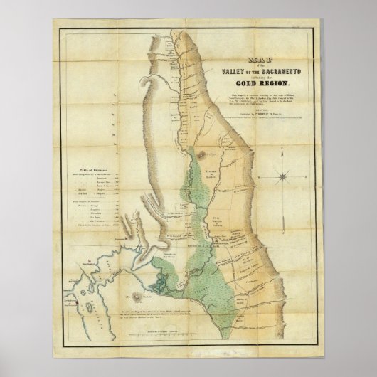 Kaart van de vallei van de Sacramento Poster (Voorkant)