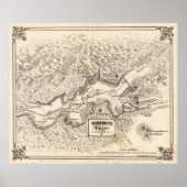  kaart van de vallei van Yosemite (1879) Poster (Voorkant)