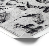 Kaart van de vangst van tonijn poster (Hoek)