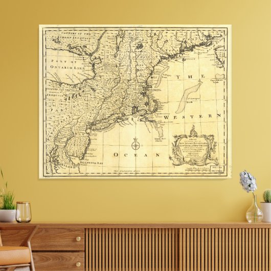 Kaart van de Verenigde Staten (1783) Canvas Afdruk (Insitu (Woonkamer))