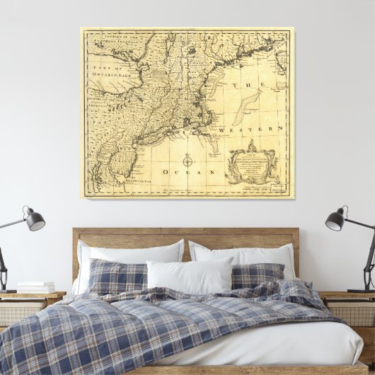 Kaart van de Verenigde Staten (1783) Canvas Afdruk (Insitu (Slaapkamer))