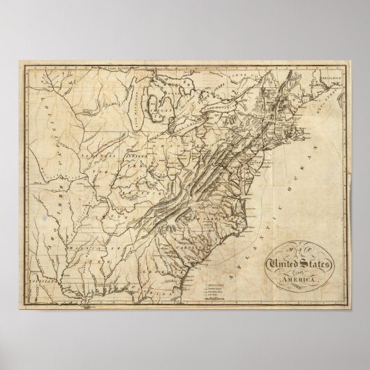 Kaart van de Verenigde Staten 2 Poster (Voorkant)