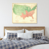 Kaart van de Verenigde Staten 3 Canvas Afdruk (Insitu (Slaapkamer))