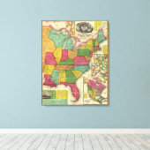 Kaart van de Verenigde Staten 3 Canvas Afdruk (Insitu (Houten vloer))