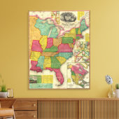 Kaart van de Verenigde Staten 3 Canvas Afdruk (Insitu (Woonkamer))
