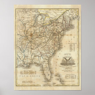 Kaart van de Verenigde Staten 3 Poster