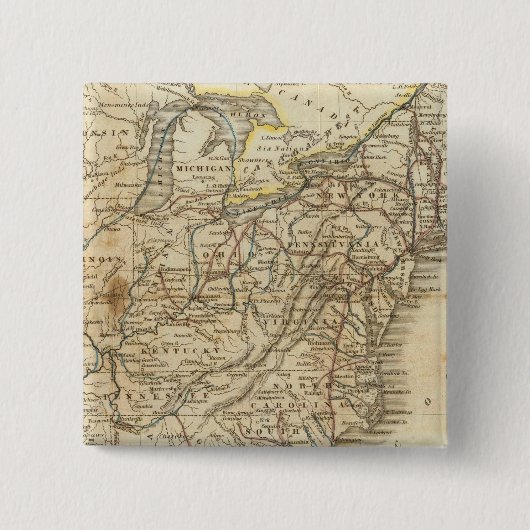 Kaart van de Verenigde Staten 3 Vierkante Button 5,1 Cm (Voorkant)