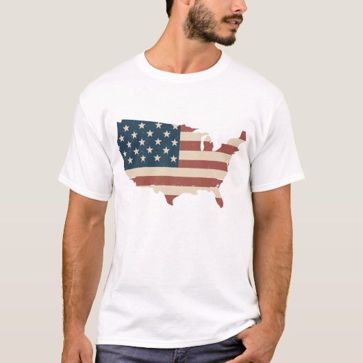 Kaart van de Verenigde Staten Amerikaanse vlag t- T-shirt (Voorkant)