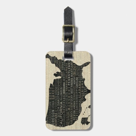 Kaart van de Verenigde Staten Bagagelabel (Voorkant verticaal)